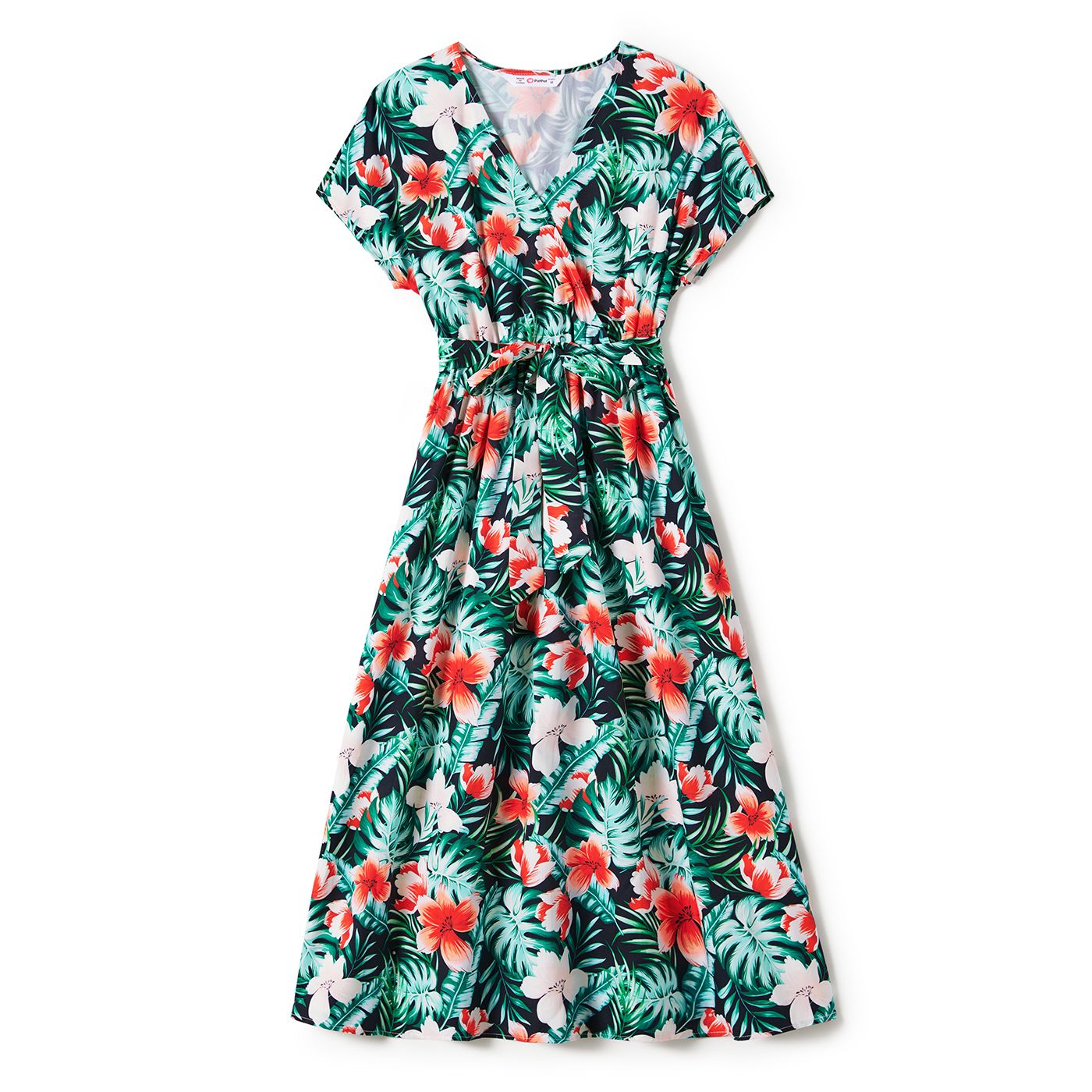 

Family Matching Allover Floral Print Belted Dress and Short-sleeve Tee Sets