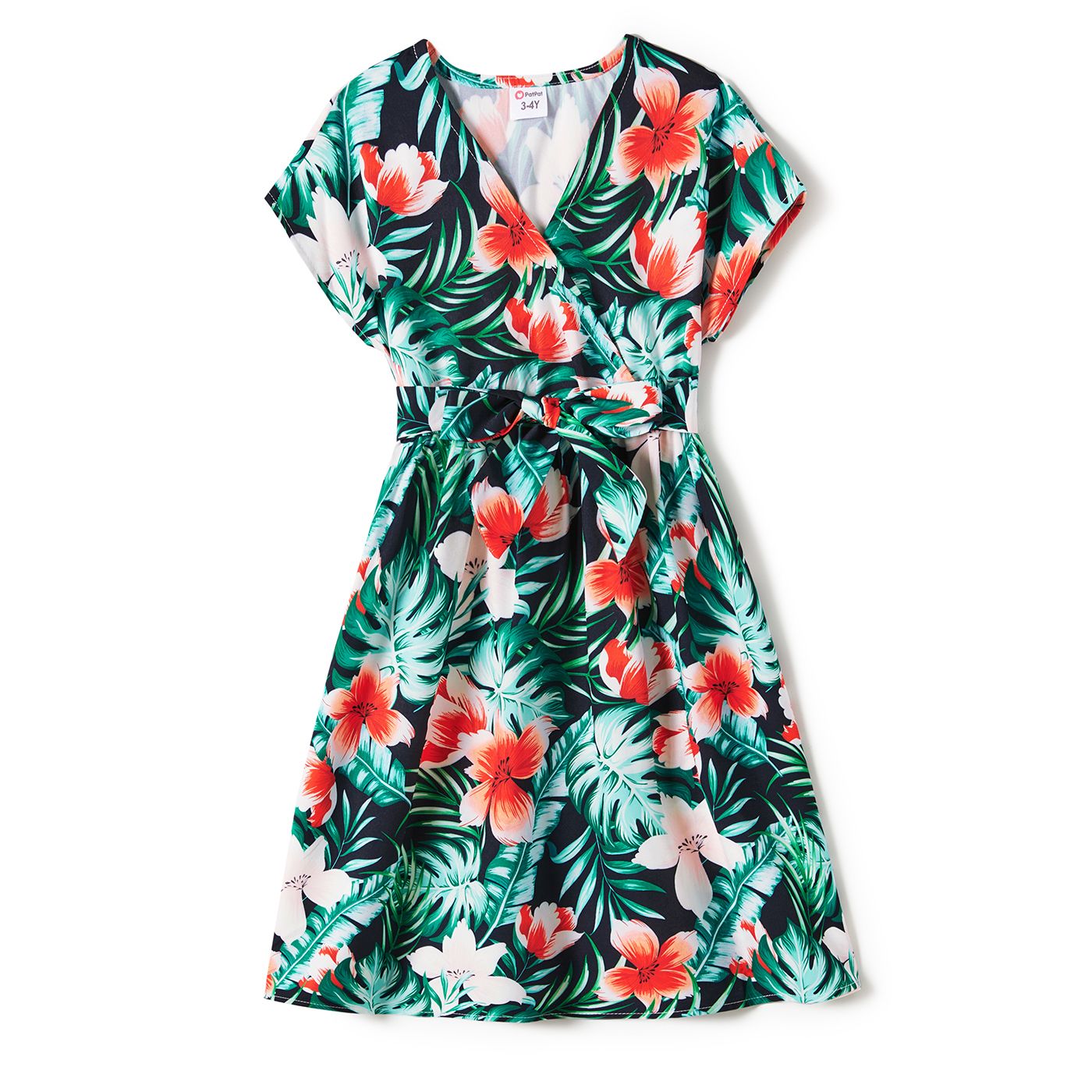 

Family Matching Allover Floral Print Belted Dress and Short-sleeve Tee Sets