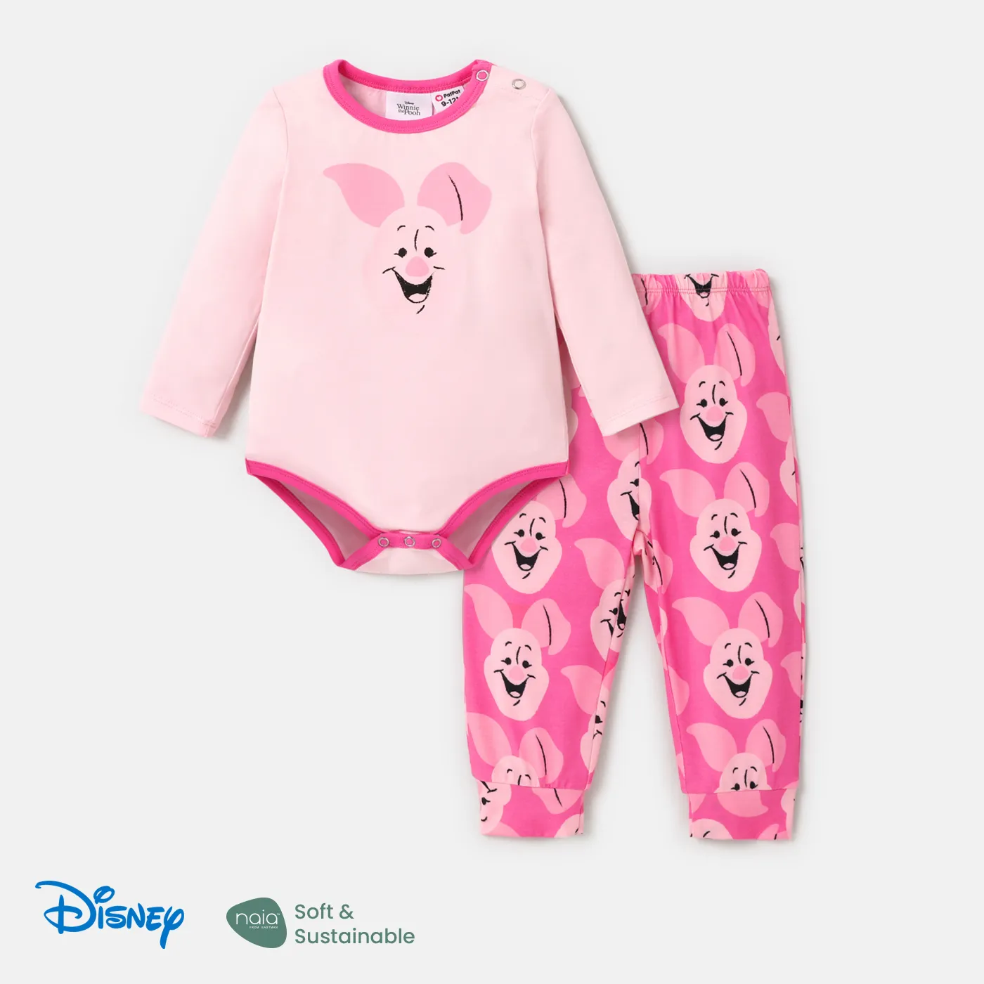 Disney Winnie the Pooh 2 unidades Bebé Unissexo Animais Infantil Manga comprida Conjunto para bebé Rosa