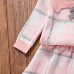 2pcs Baby Girl Plaid Bow Tie Lapel Collar Long-sleeve Top and Skirt Set  image 4
