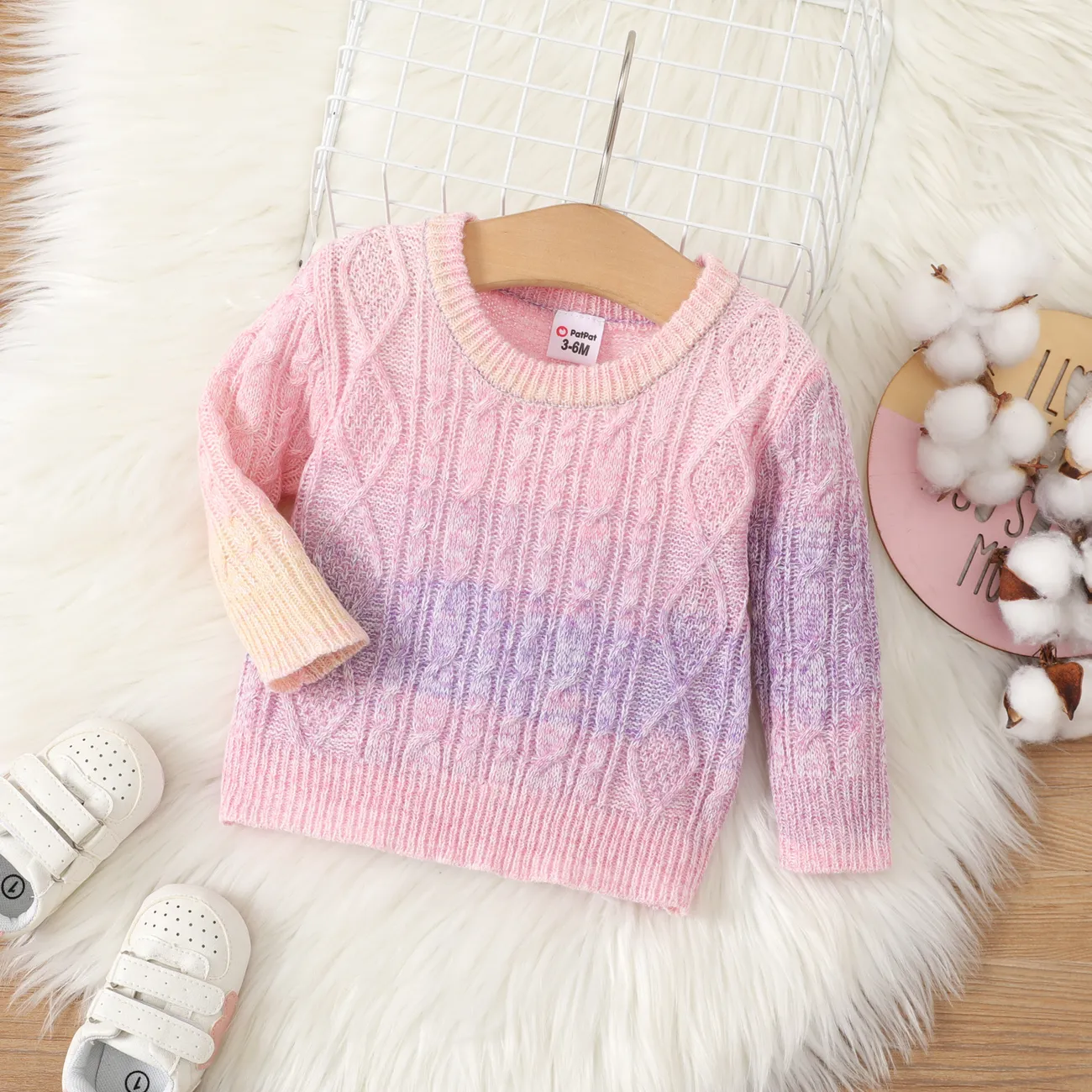 Baby Girl Texture Tie-dye Long-sleeve Sweater  Multi-color big image 1