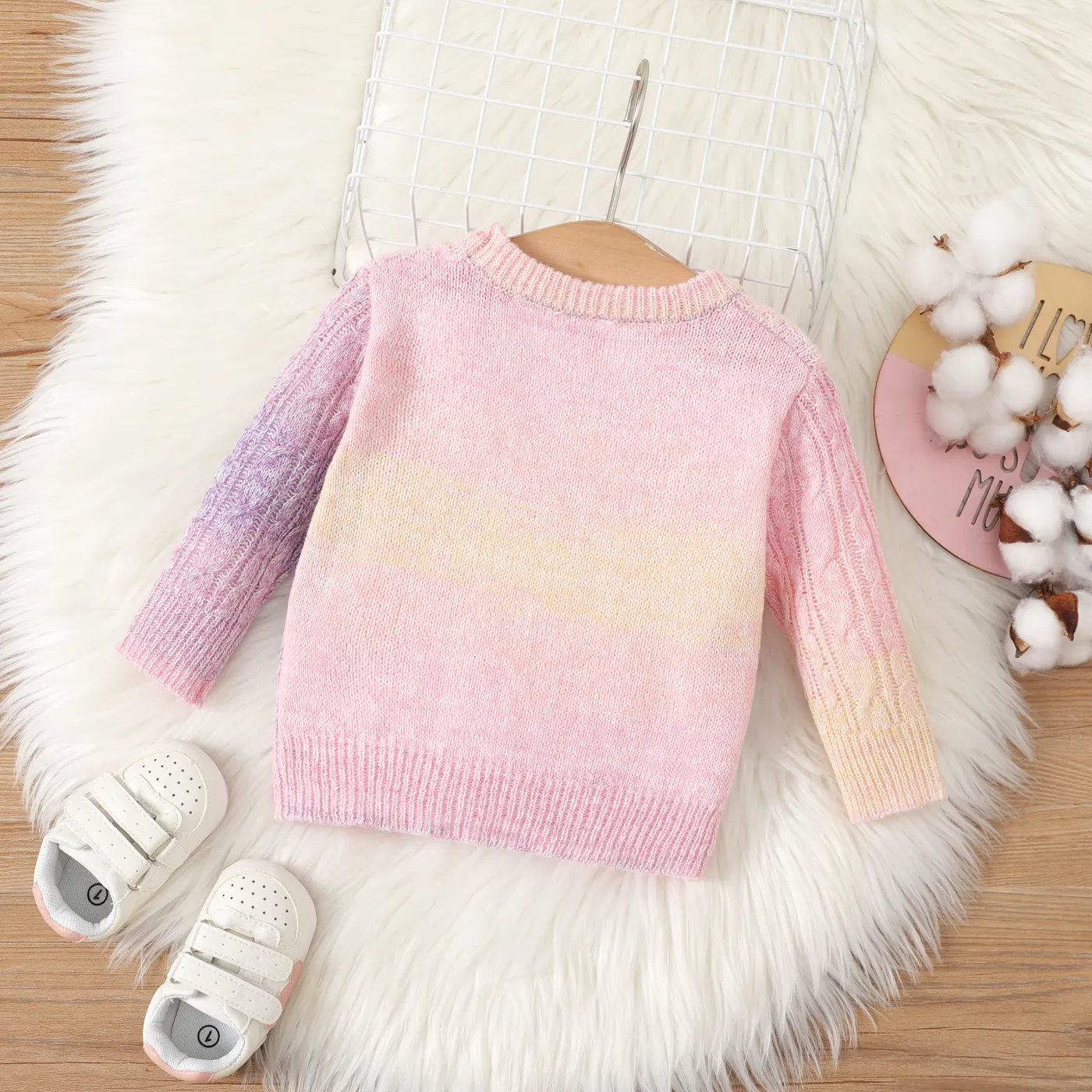 Baby Girl Texture Tie-dye Long-sleeve Sweater  Multi-color image 2