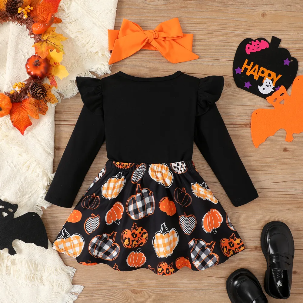 3 PCS Toddler Girls Hyper-Tactile 3D DesignHalloween Dress Set big image 2