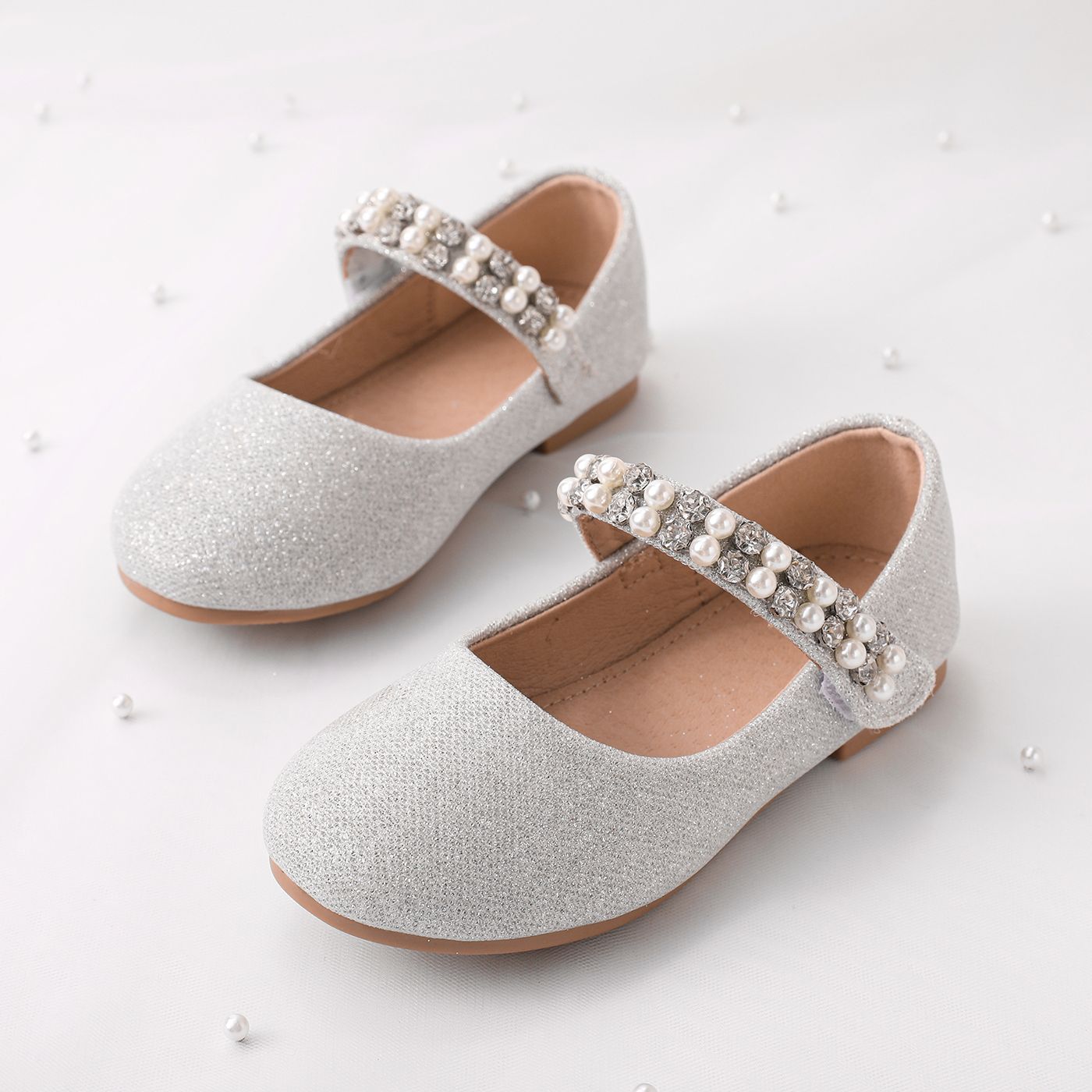 

Toddler/Kid Elegant Solid Color Faux Pearl Velcro Shoes