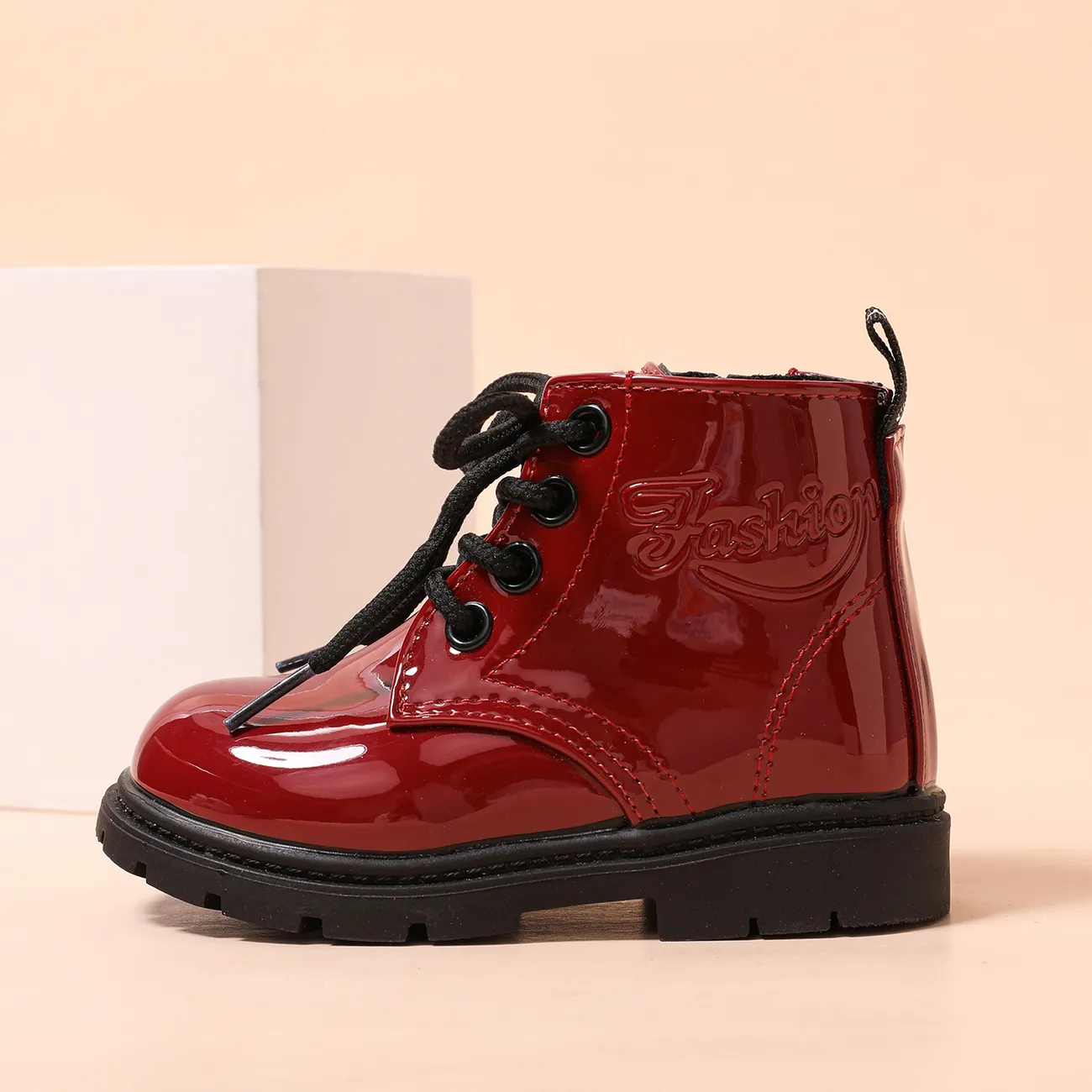 Toddler/Kid Solid Letter Pattern Casual Boots Burgundy big image 1