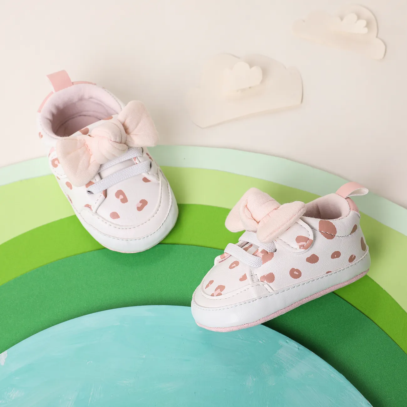 Baby Sweet Bow Decor Soft Sole Prewalker Shoes Pink big image 1