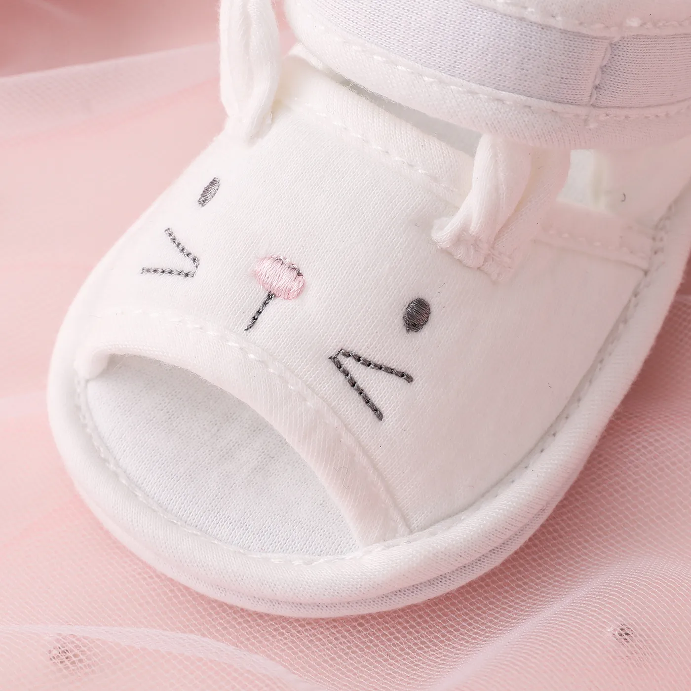Baby Cute Animal Pattern Velcro Prewalker Shoes White image 4