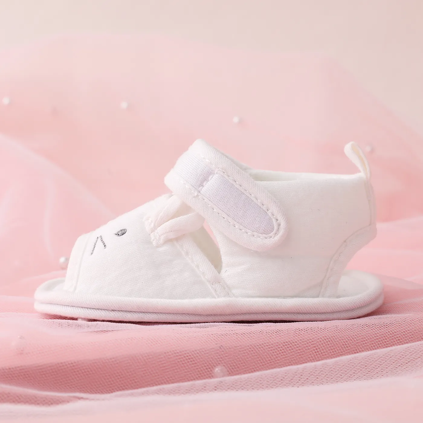 Baby Cute Animal Pattern Velcro Prewalker Shoes White image 2