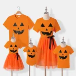 Family Matching Orange Spooky Print Dresses And Tops Sets
 Orange image 2
