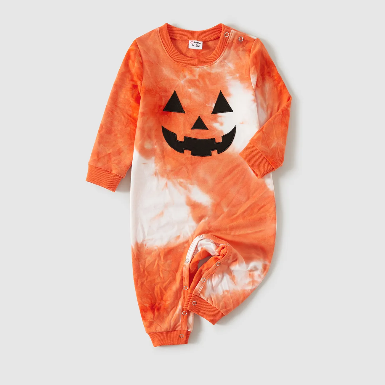 Halloween Family Matching Pumpkin Print Long-sleeve Tie-dyed Sweatshirts  big image 1