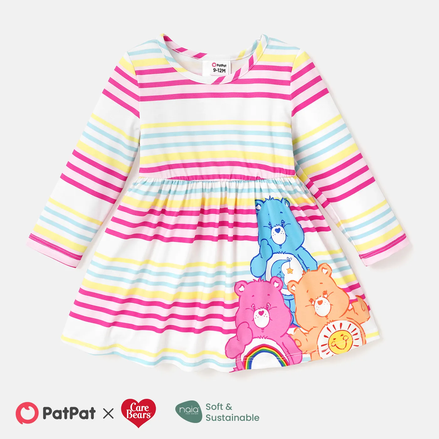 Care Bears Baby/Toddler Girl Naia™ Character Print Long-sleeve Dress  PinkyWhite
