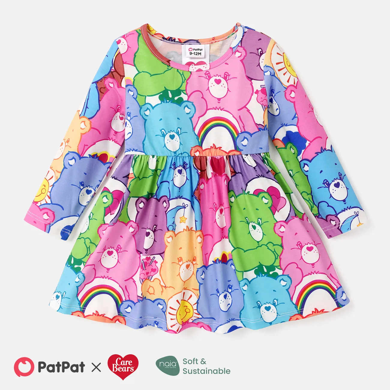 Care Bears Baby/Toddler Girl Naia™ Character Print Long-sleeve Dress big image 1
