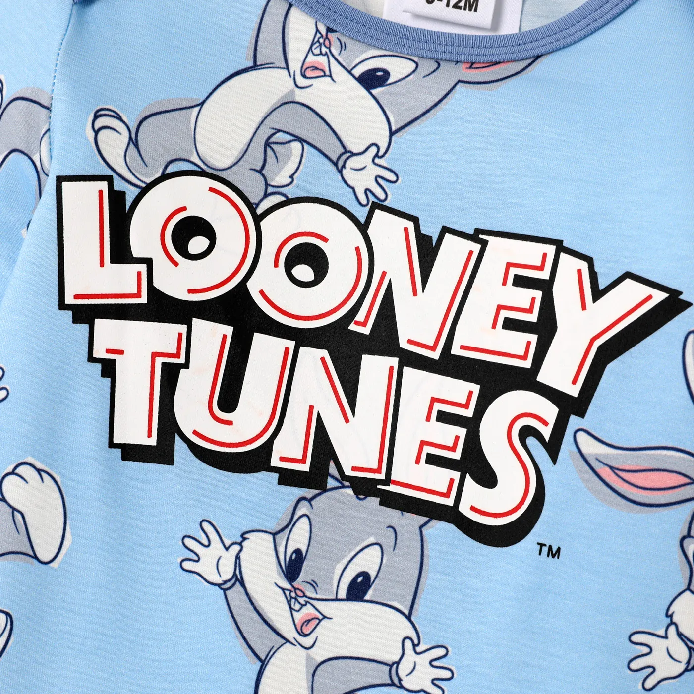 Looney Tunes قطعة واحدة مواليد للجنسين كم طويل نقش حيوانات أزرق image 3