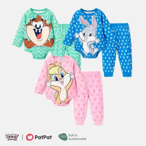 Looney Tunes Baby Girl 2pcs Naia™ Character Print Long-sleeve Bodysuit and Pants Set