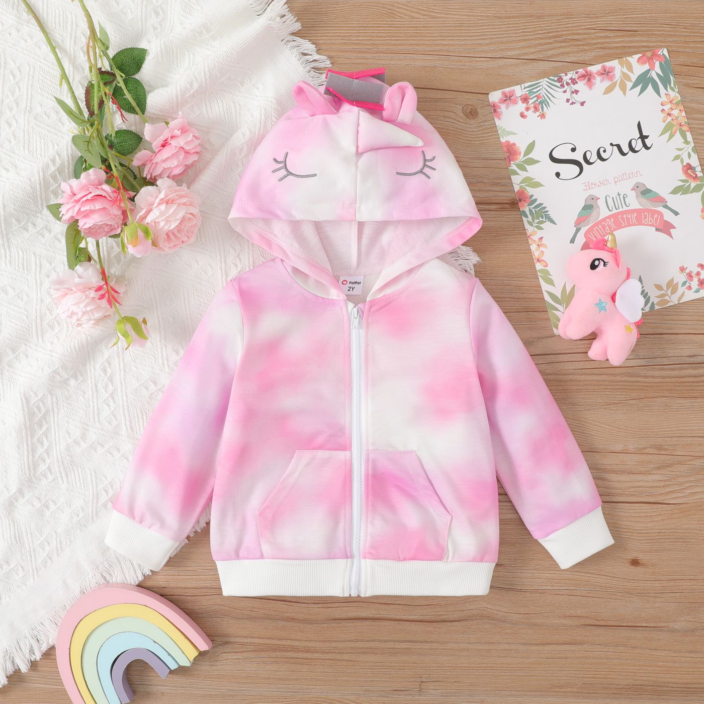 Toddler Girl Tie-Dyed 3D Unicorn Coat