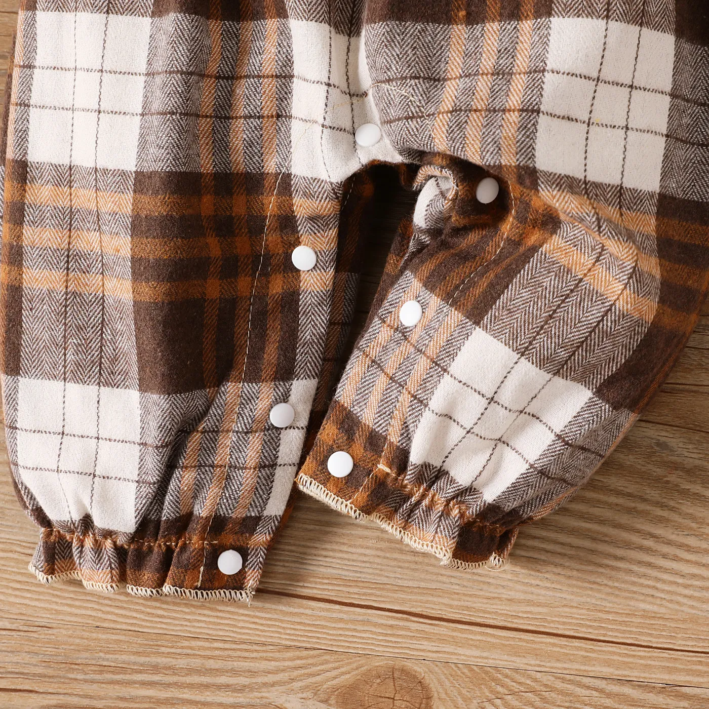 Baby Girl 95% Cotton Ribbed Ruffle Plaid Long-sleeve Jumpsuit   image 4