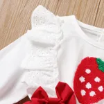 Baby Girl Strawberry Embroidery Ruffle Bow Decor Long-sleeve Dress  image 4