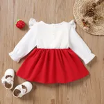 Baby Girl Strawberry Embroidery Ruffle Bow Decor Long-sleeve Dress  image 2
