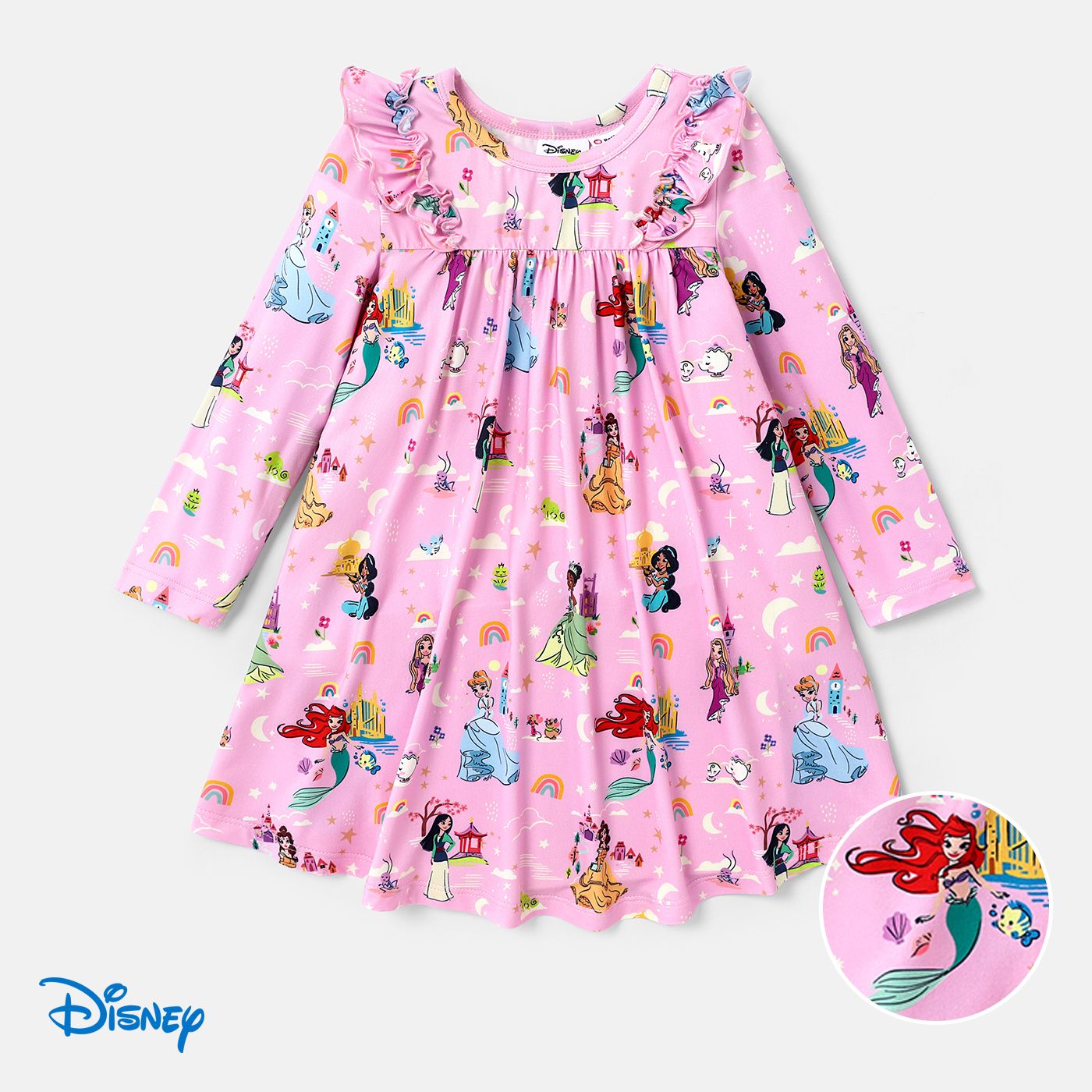 Disney Princess 小童 女 荷葉邊 童趣 連衣裙