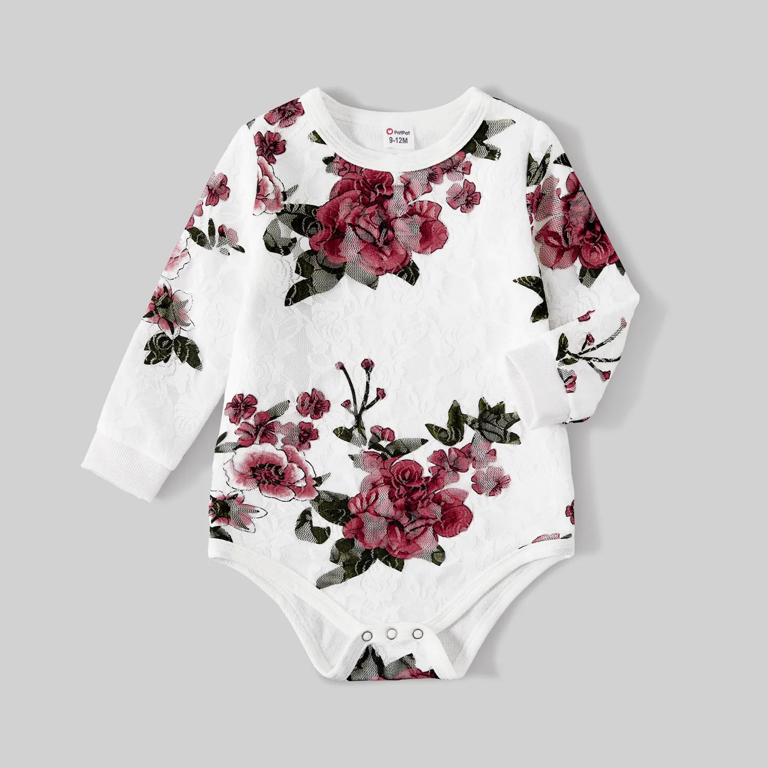 Floral Print Crewneck Drop Shoulder Long-sleeve Tops for Mom and Me  image 2