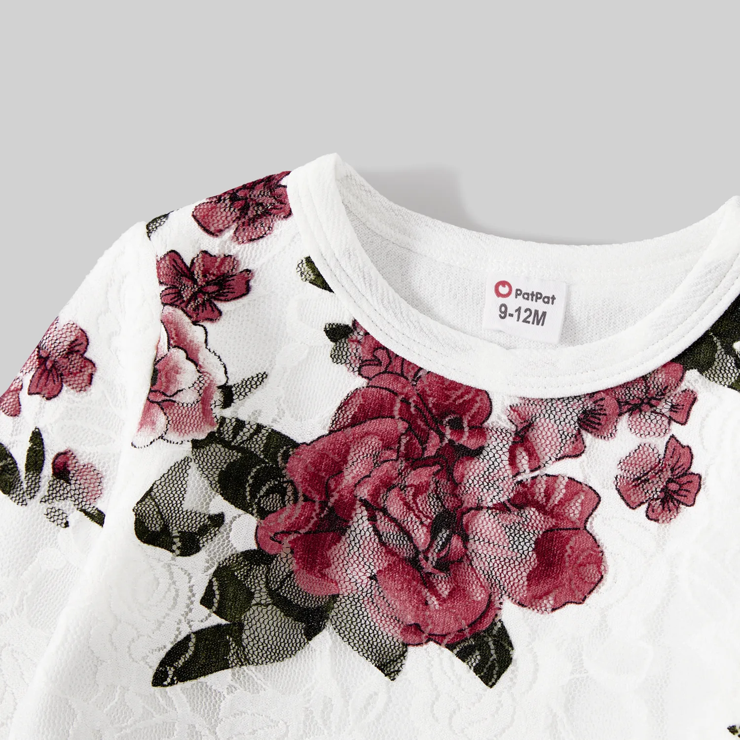 Floral Print Crewneck Drop Shoulder Long-sleeve Tops for Mom and Me  image 3
