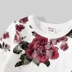 Floral Print Crewneck Drop Shoulder Long-sleeve Tops for Mom and Me  image 3