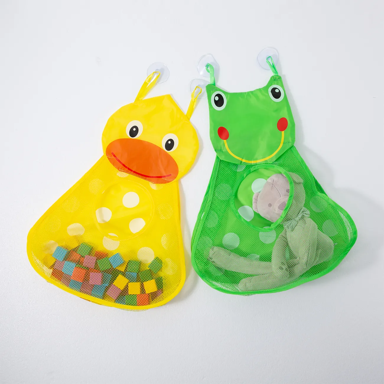 Baby Shower Bath Toy Storage Bag Little Duck Little Frog Net Bathroom Organizer Green big image 1