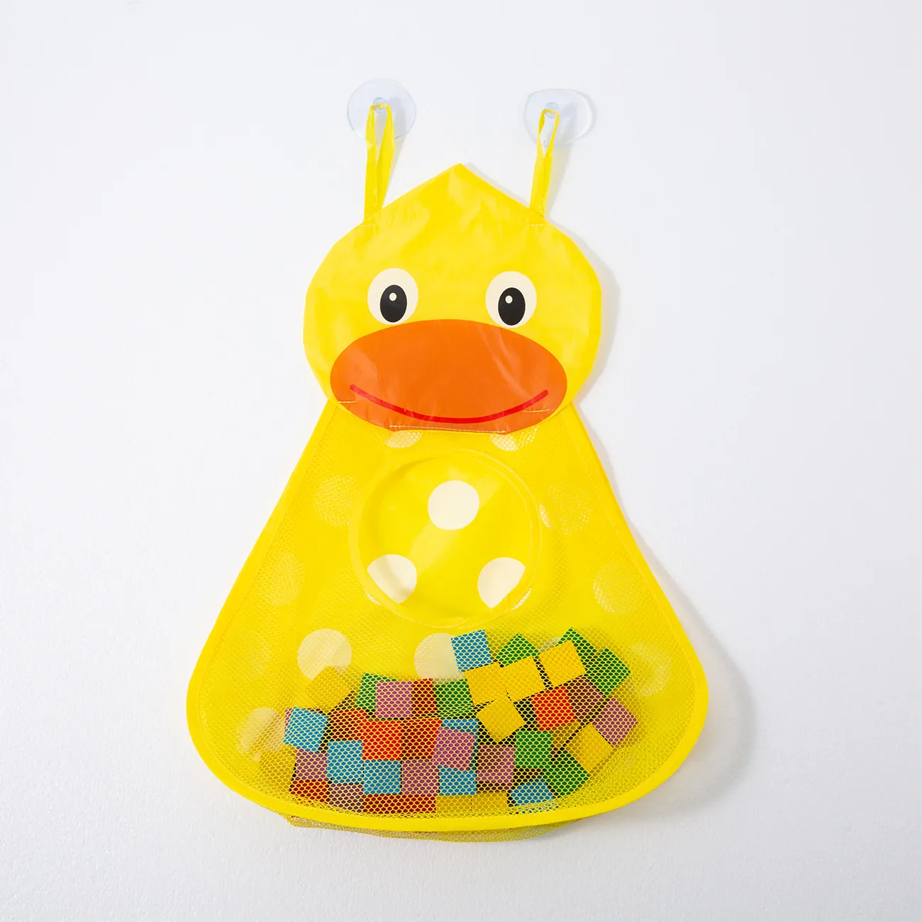 嬰兒淋浴沐浴玩具收納袋小鴨子小青蛙網狀浴室整理器 黃色 big image 1