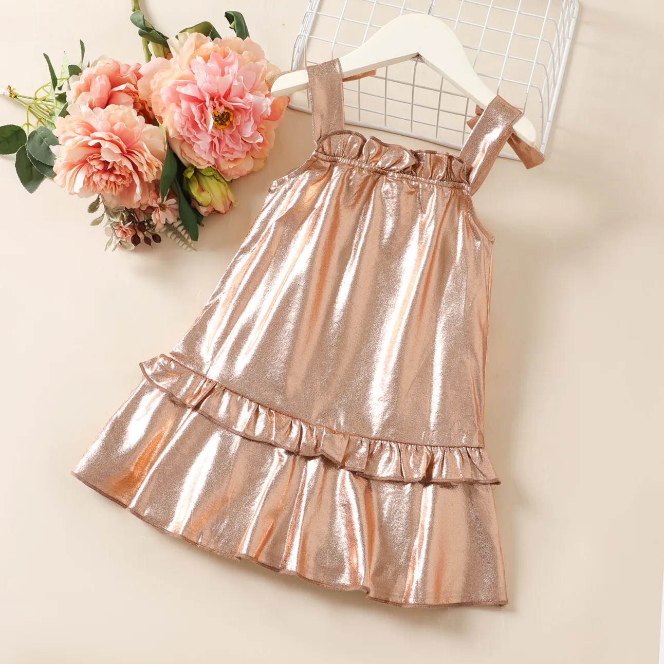 Toddler Girl Gold Ruffled Tank Dress   image 5