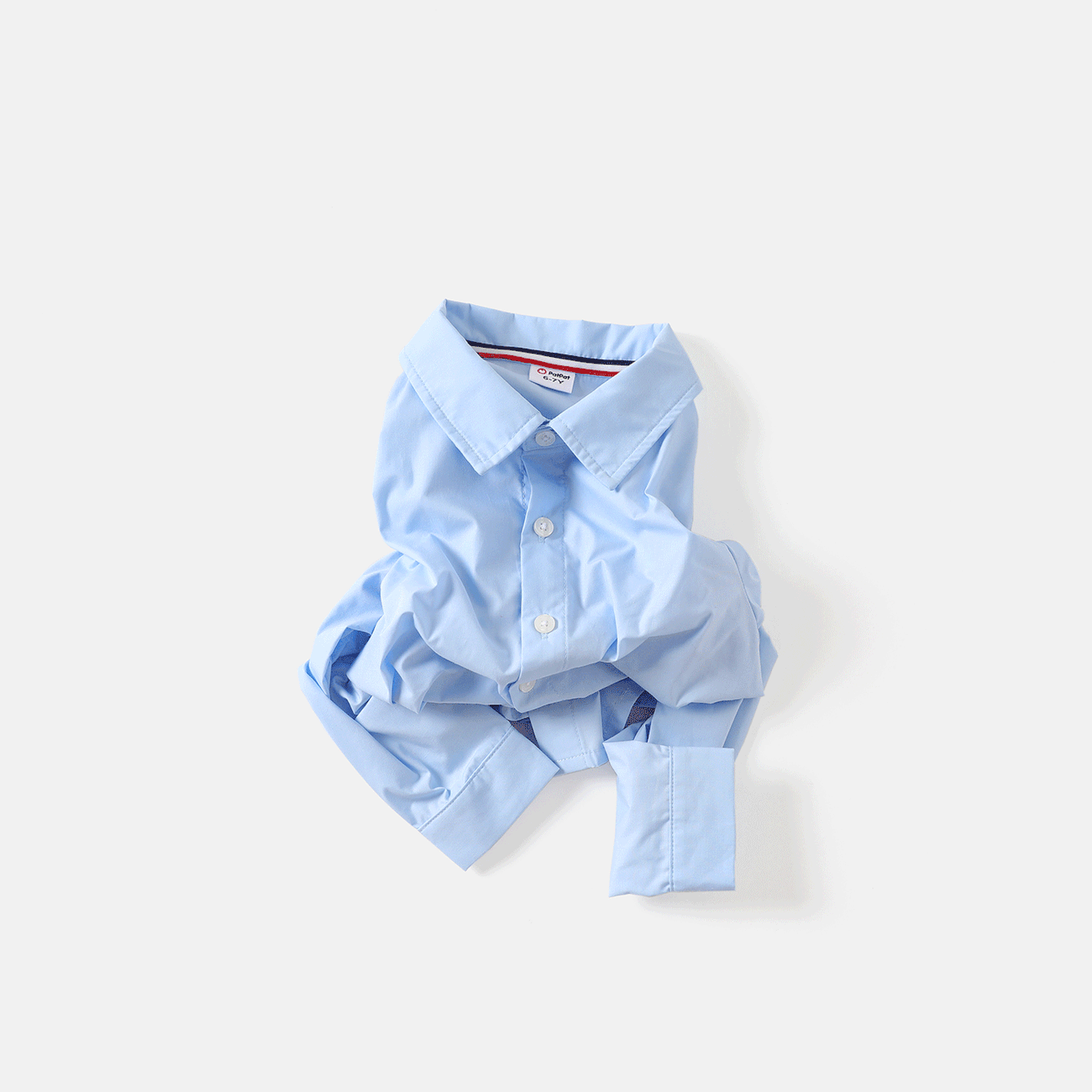 Kid Boy/Girl School Uniform Solid Long-sleeve Shirt Blue big image 1
