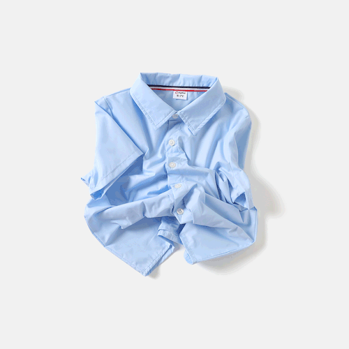 Kid Girl/Boy School Uniform Solid Short-sleeve Shirt  