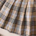 2pcs Baby Girl Rib-knit Cold Shoulder Halterneck Top and Plaid Skirt Set  image 5
