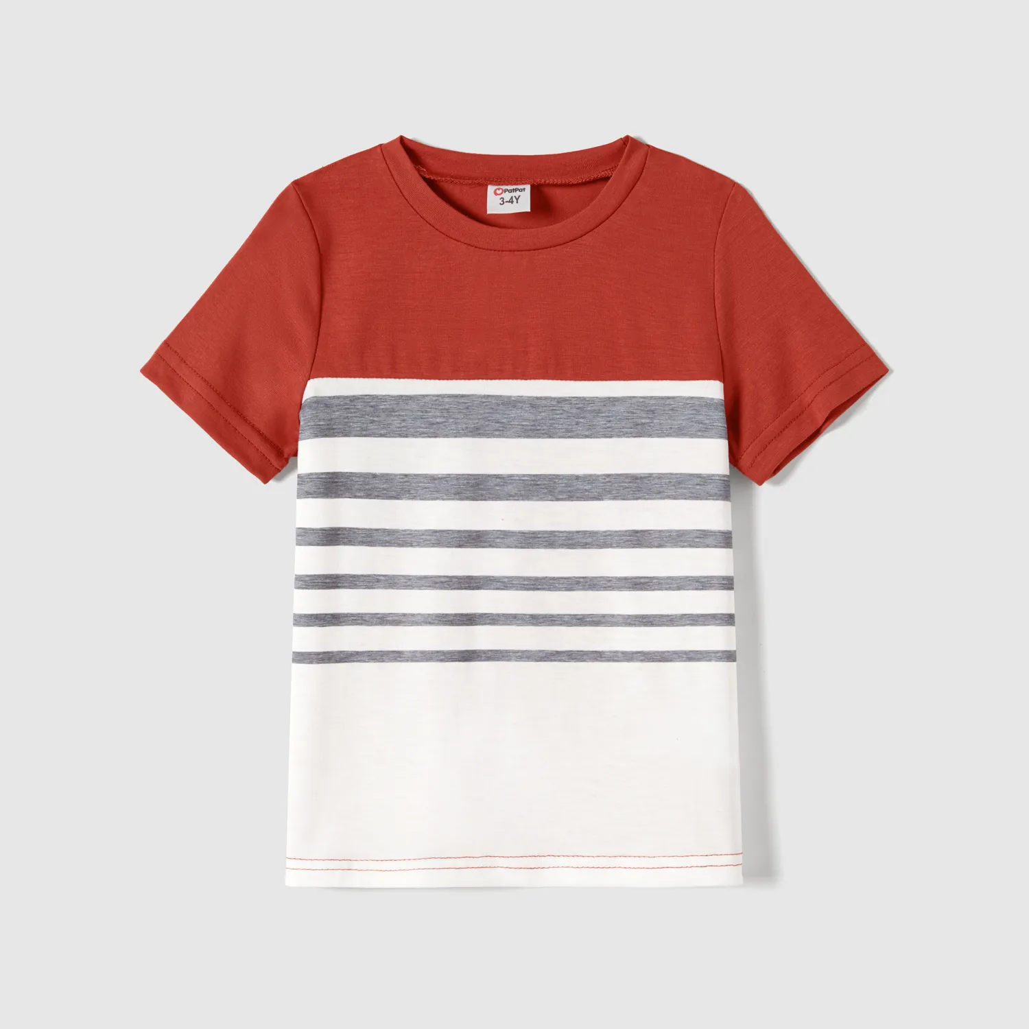 Family Matching 100% Cotton Button Up Short-sleeve Belted Dresses and Stripe Panel T-shirts Sets  image 5