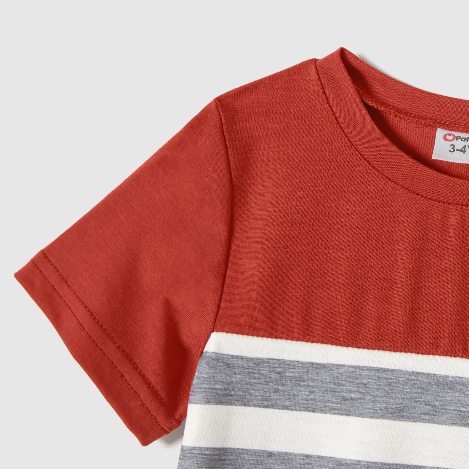 Family Matching 100% Cotton Button Up Short-sleeve Belted Dresses and Stripe Panel T-shirts Sets  image 6