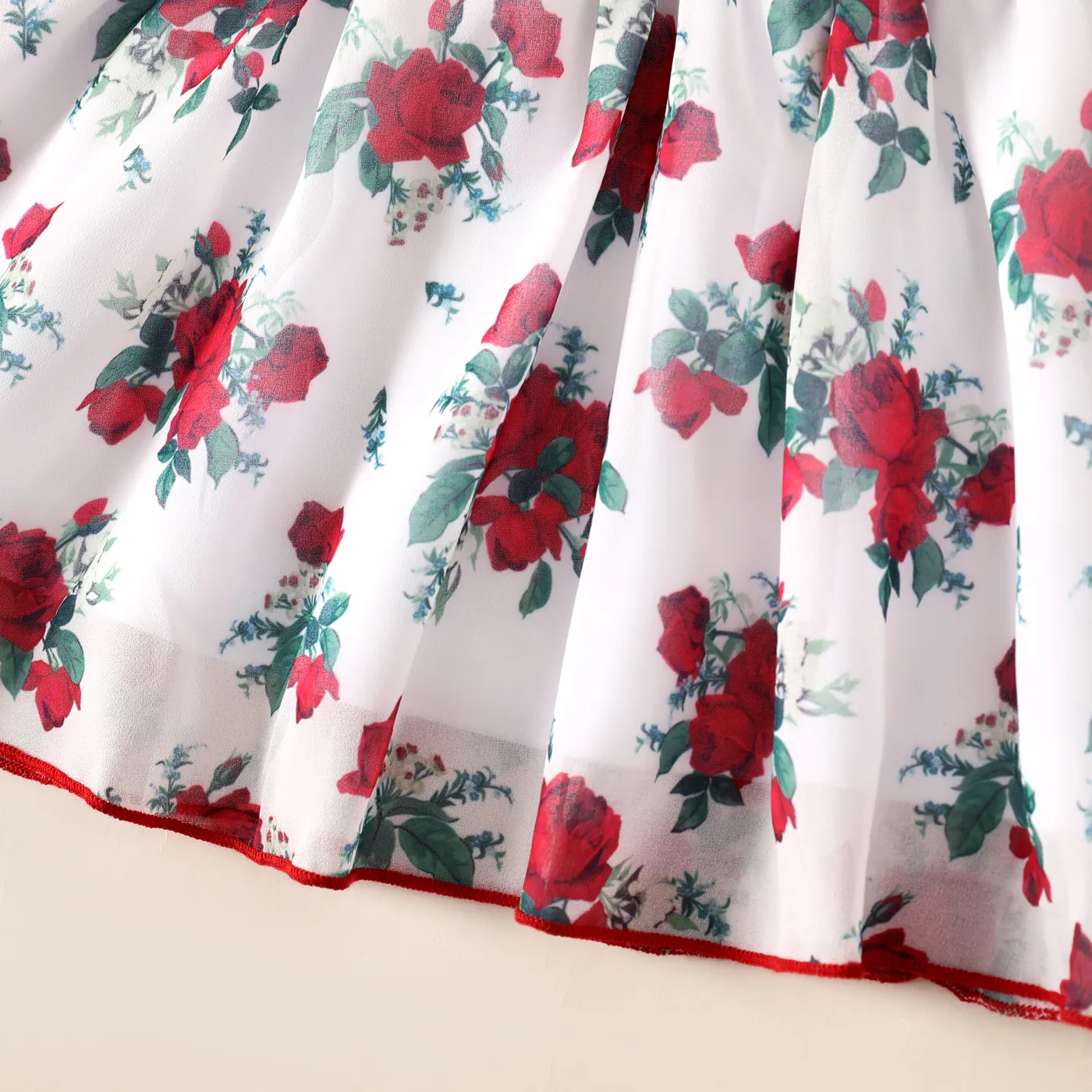 Bebé Extremidades franzidas Flores isoladas Bonito Manga comprida Vestidos Vermelho image 4