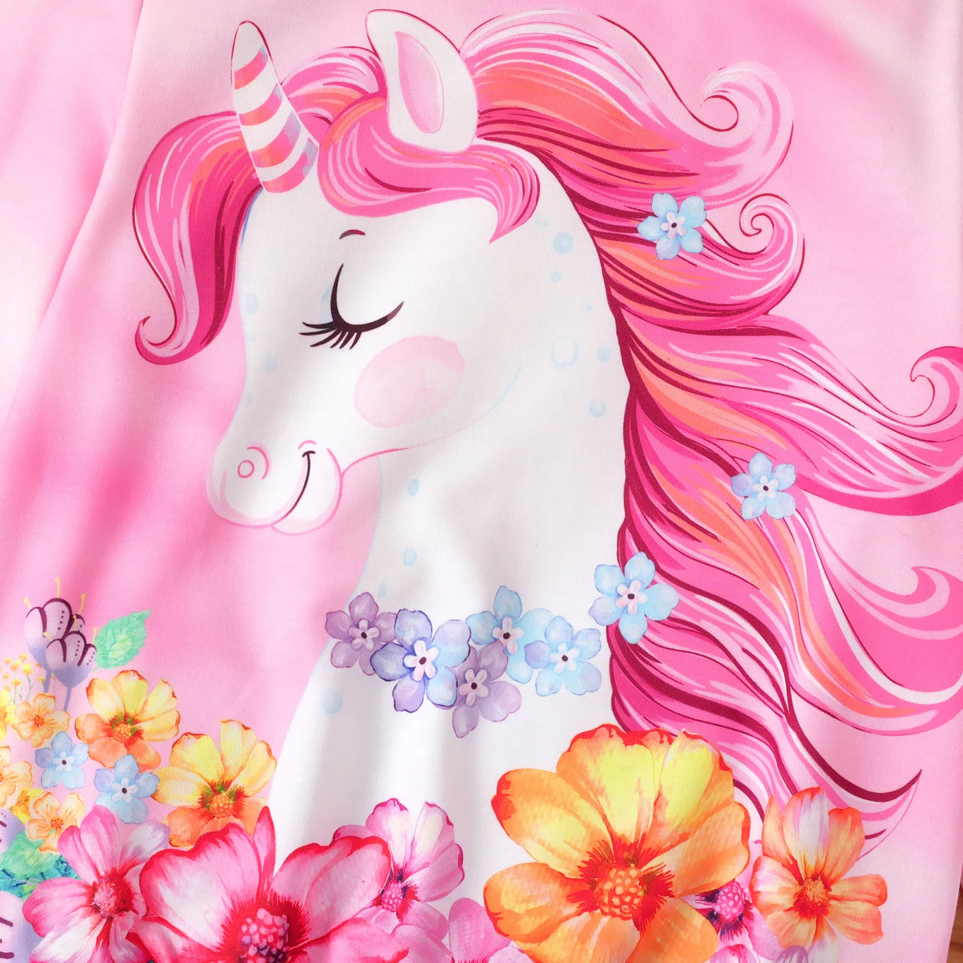 Kids Girl Elephant or Unicorn Print Long-sleeve Pullover Pink image 3