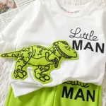2pcs Baby Boy Dinosaur & Letters Graphic Long-sleeve Sweatshirt and Pants Set  image 3
