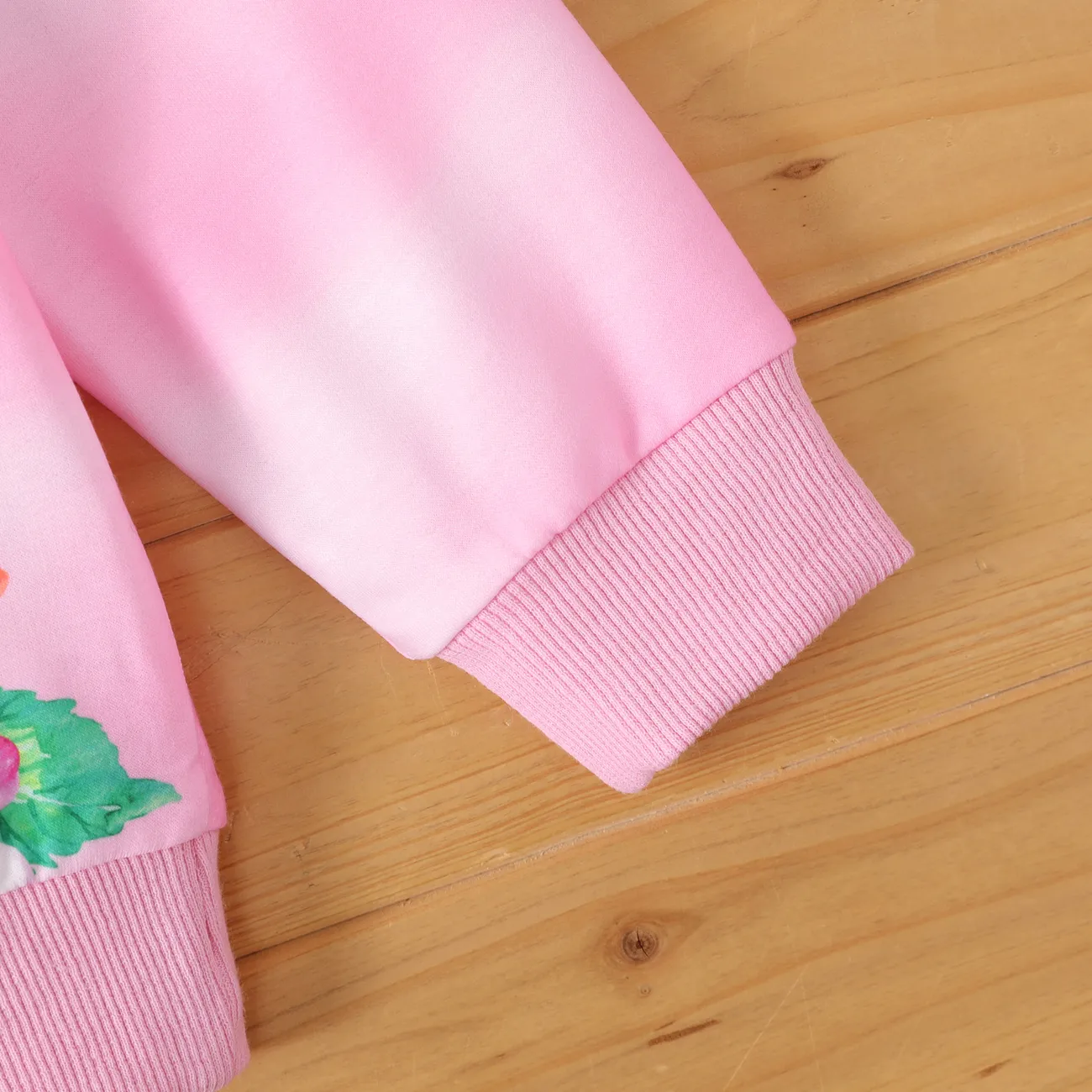 Kids Girl Elephant or Unicorn Print Long-sleeve Pullover Pink big image 1