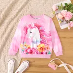 Kids Girl Elephant or Unicorn Print Long-sleeve Pullover Pink