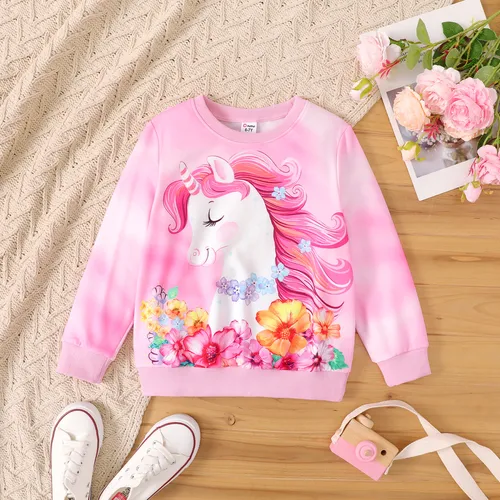 Criança Menina Estampado animal Pullover Sweatshirt