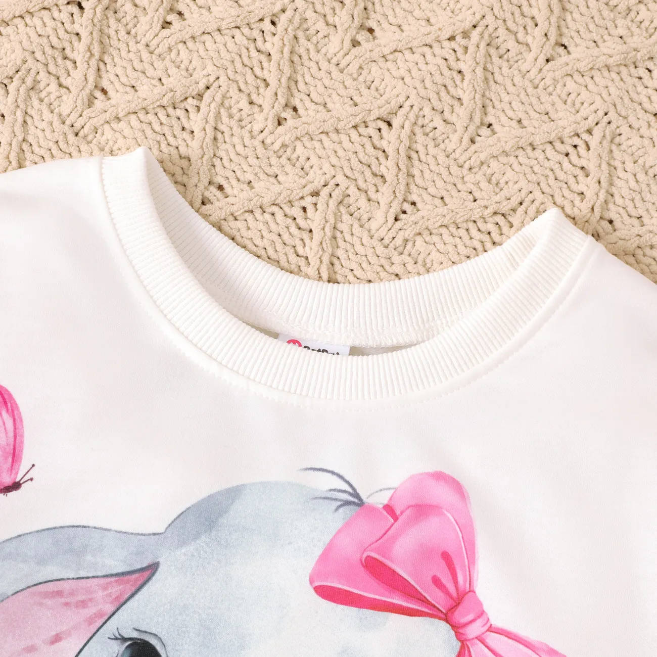 Kids Girl Elephant or Unicorn Print Long-sleeve Pullover White big image 1