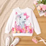 Kids Girl Elephant or Unicorn Print Long-sleeve Pullover White