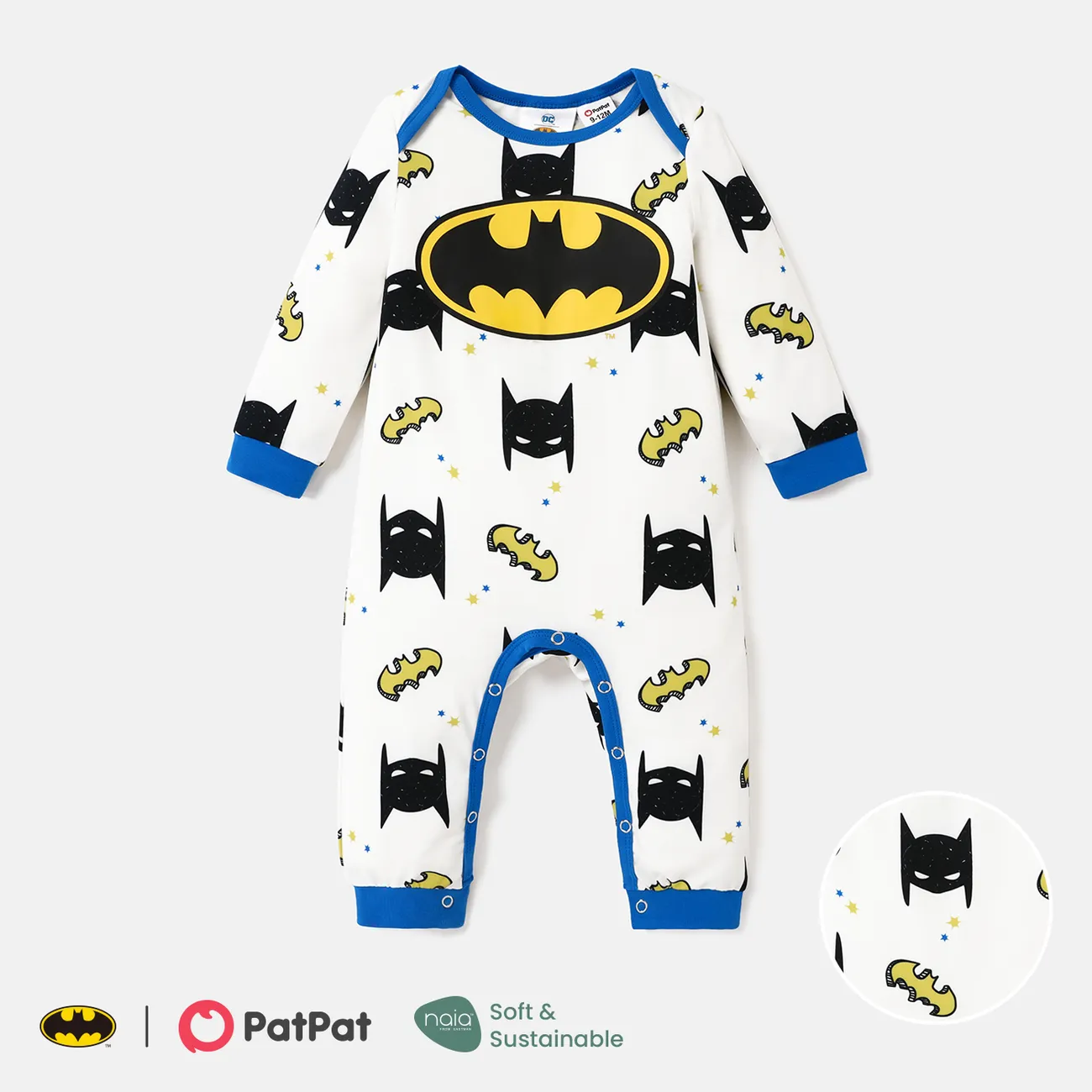 Justice League Baby Girl Naia™ Character Print Long-sleeve Jumpsuit BLUE WHITE big image 1