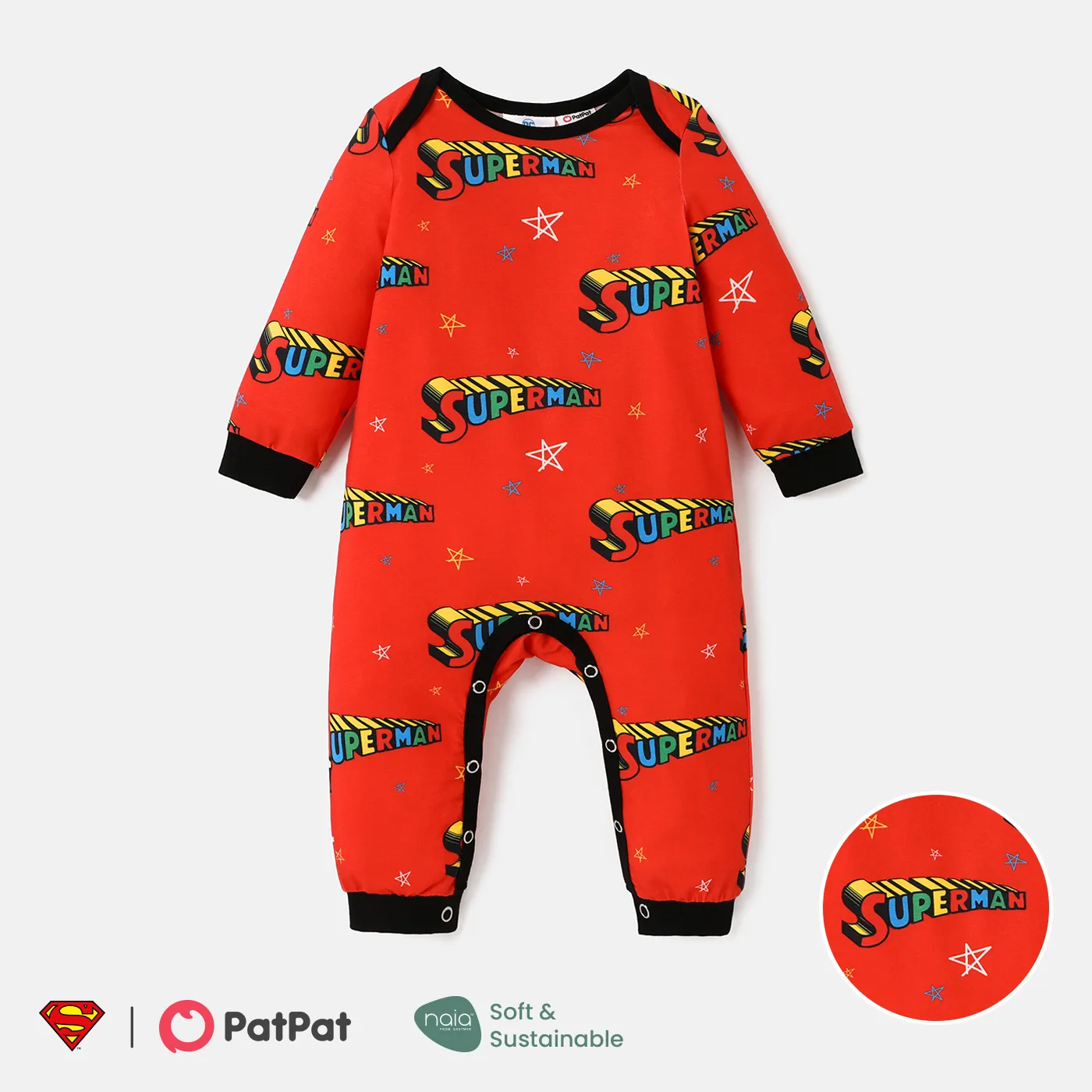 Justice League Baby Girl Naia™ Character Print Long-sleeve Jumpsuit  Red