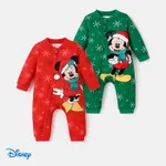 Disney Mickey and Friends Baby Girl/Boy Christmas Character & Snowflake Print Zip Up Long-sleeve Jumpsuit   image 2