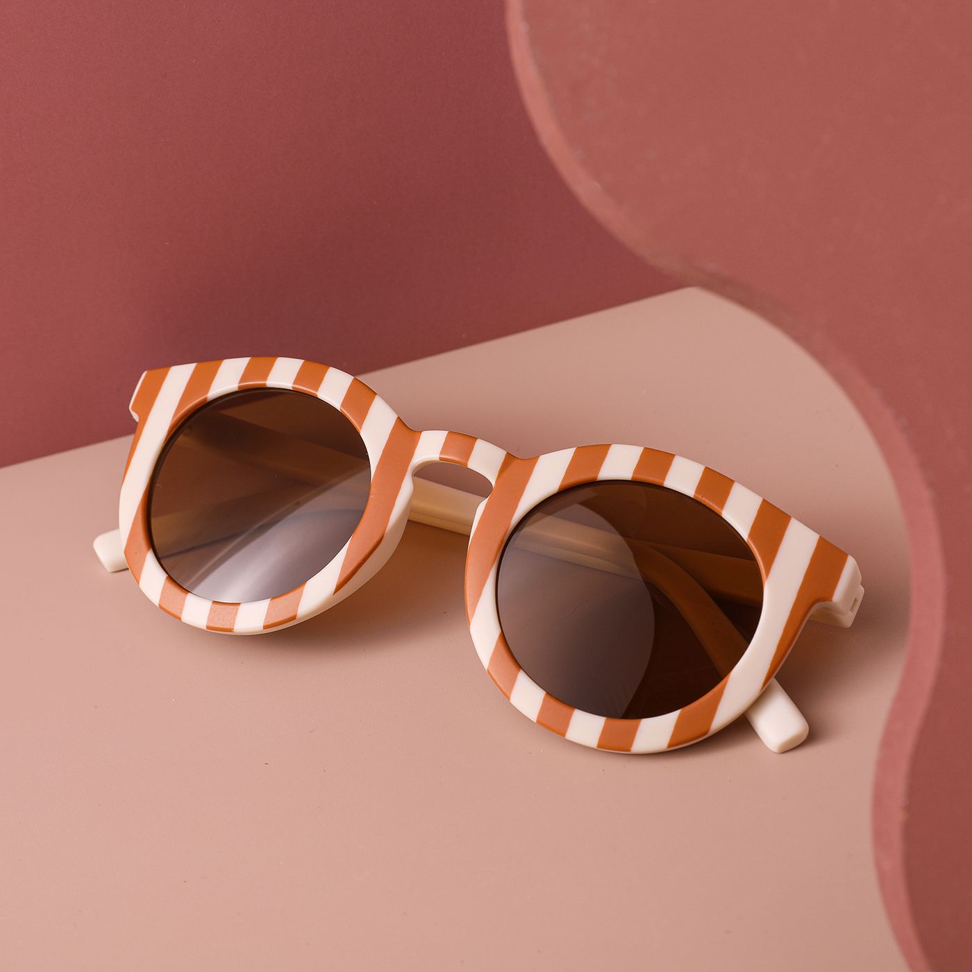 Toddler/Kid Retro Plaid Stripe Sunglasses (With Glasses Case) product