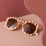 Toddler/Kid Retro Plaid Stripe Sunglasses (With Glasses Case) White
