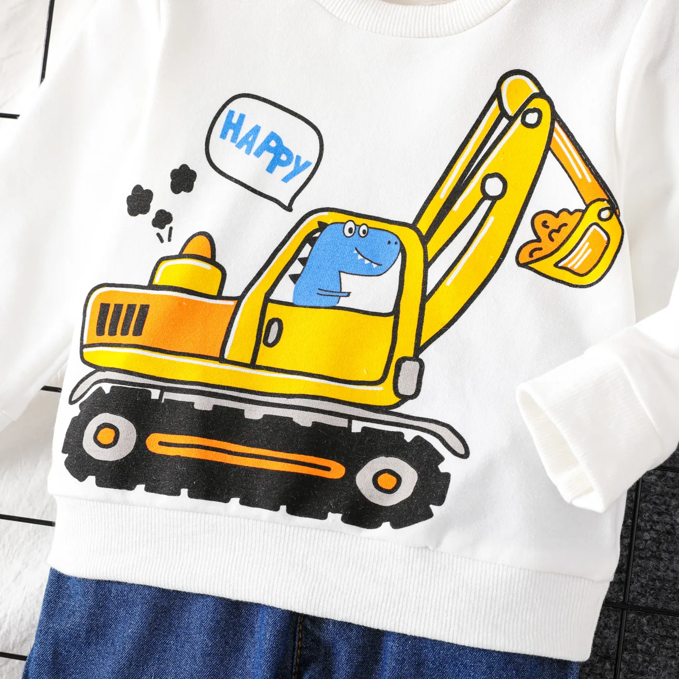 2pcs Baby Boy Vehicle Print Long Sleeve Set White image 4