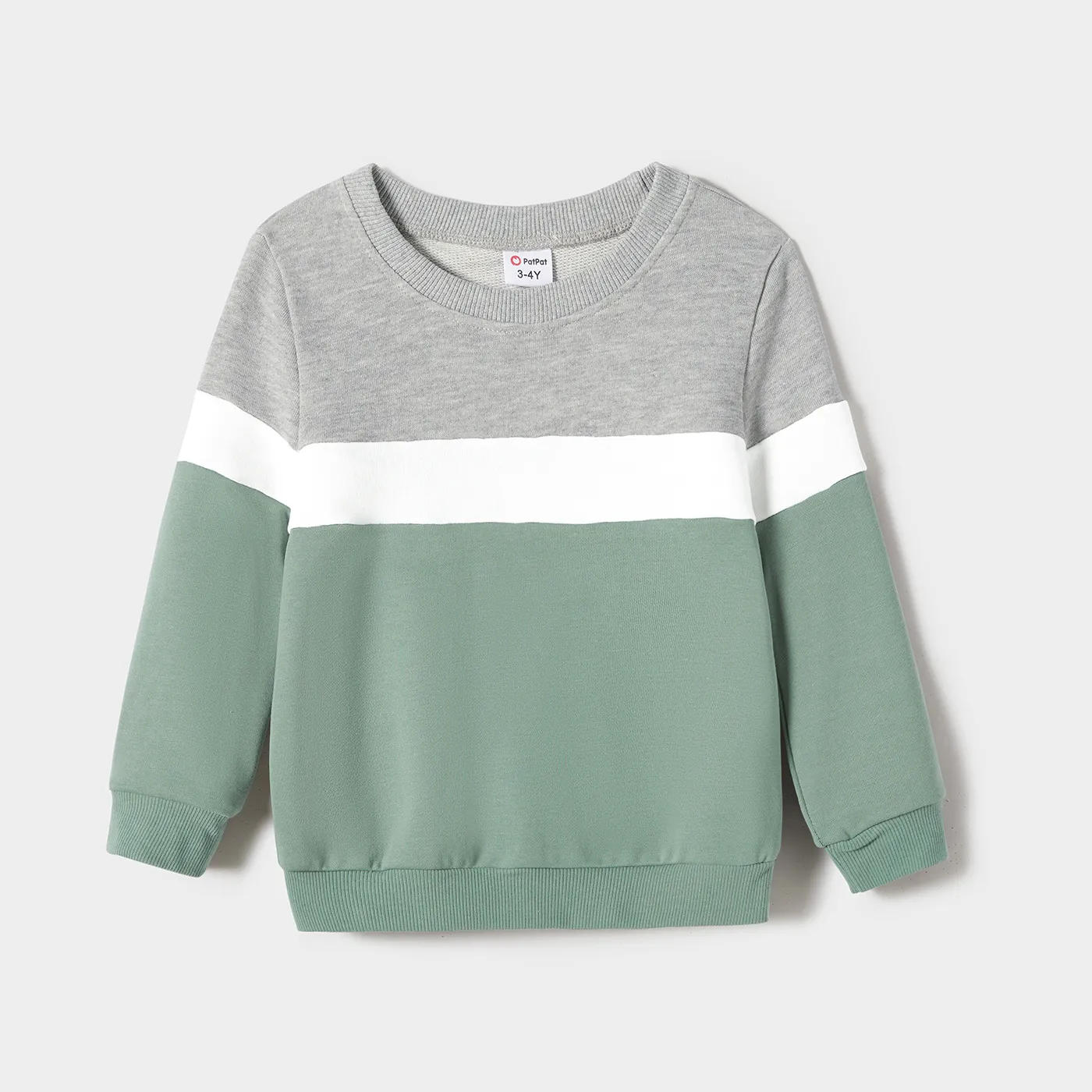 Family Matching Mint Green Lace Dresses And Color-block Long-sleeve tops Sets  image 6