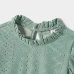 Family Matching Mint Green Lace Dresses And Color-block Long-sleeve tops Sets  image 3